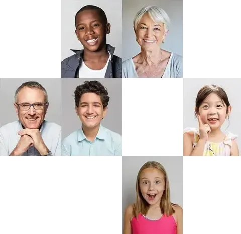 Collage of photos of dental patients